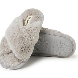 NWT Dearfoam Ava Faux Sparks Slippers in Sleet